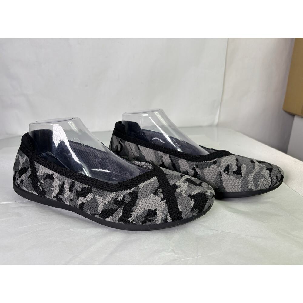 Clarks Cloudsteppers Carly Wish Womens 11 W Black Grey Camo Flats Slip On Ballet